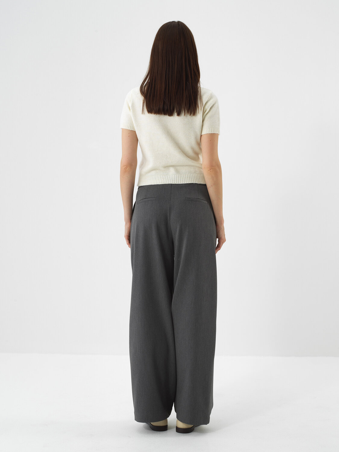 Grey Flexible Textured Oversize Trousers - Xint