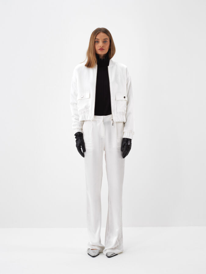 Satin Oversized Plain Pants - Xint