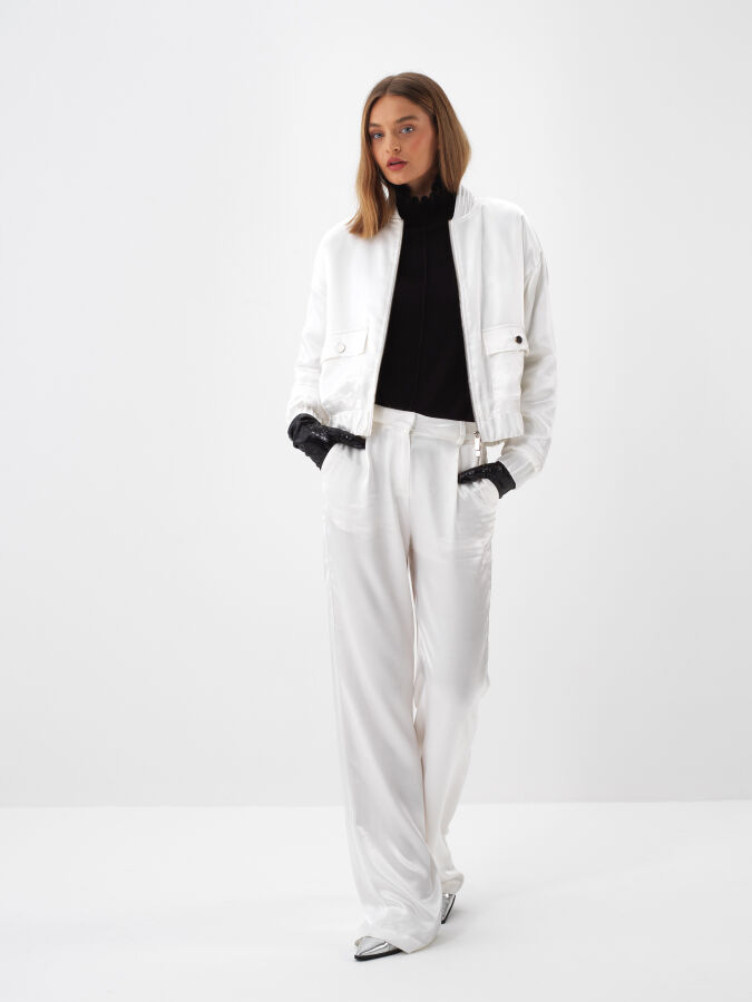Satin Oversized Plain Pants - Xint