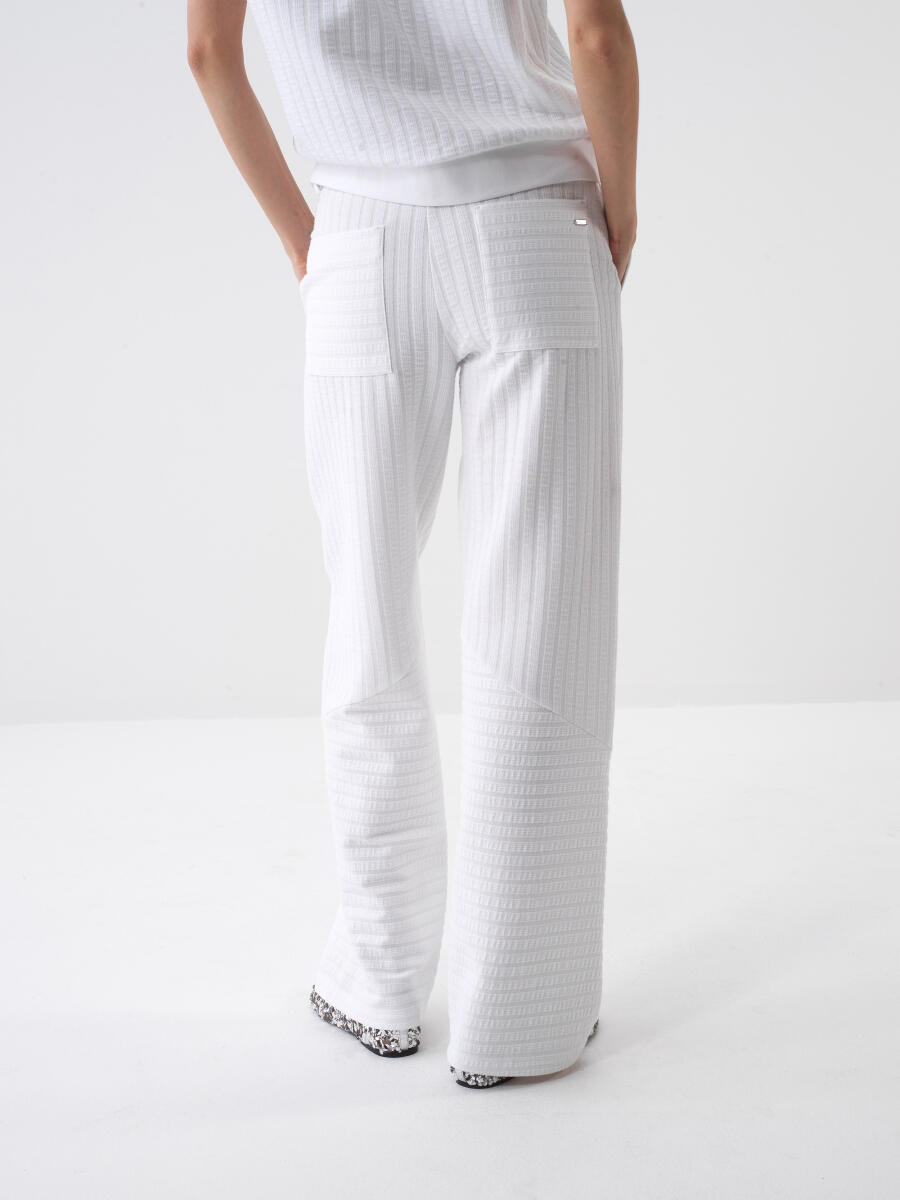 White Oversize Cotton Trousers - 4