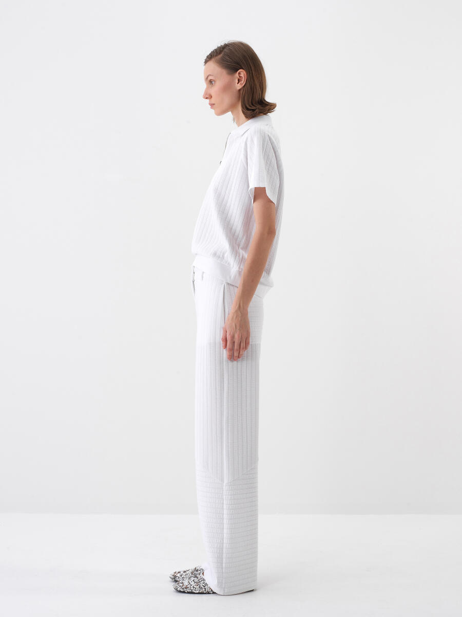 White Oversize Cotton Trousers - 3