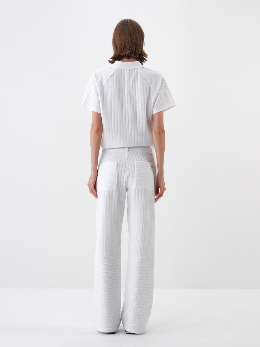 White Oversize Cotton Trousers - 5
