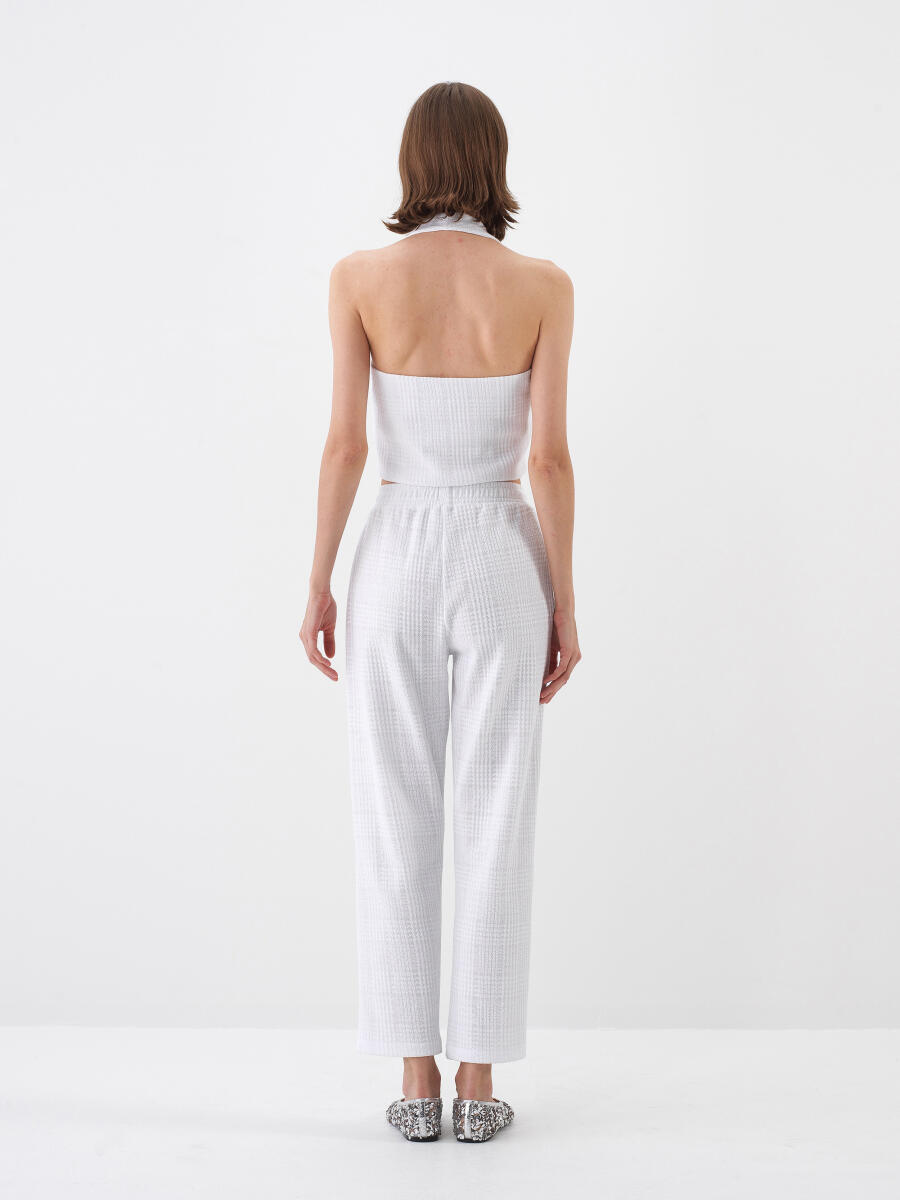 White Regular Fit Cotton Trousers - 5