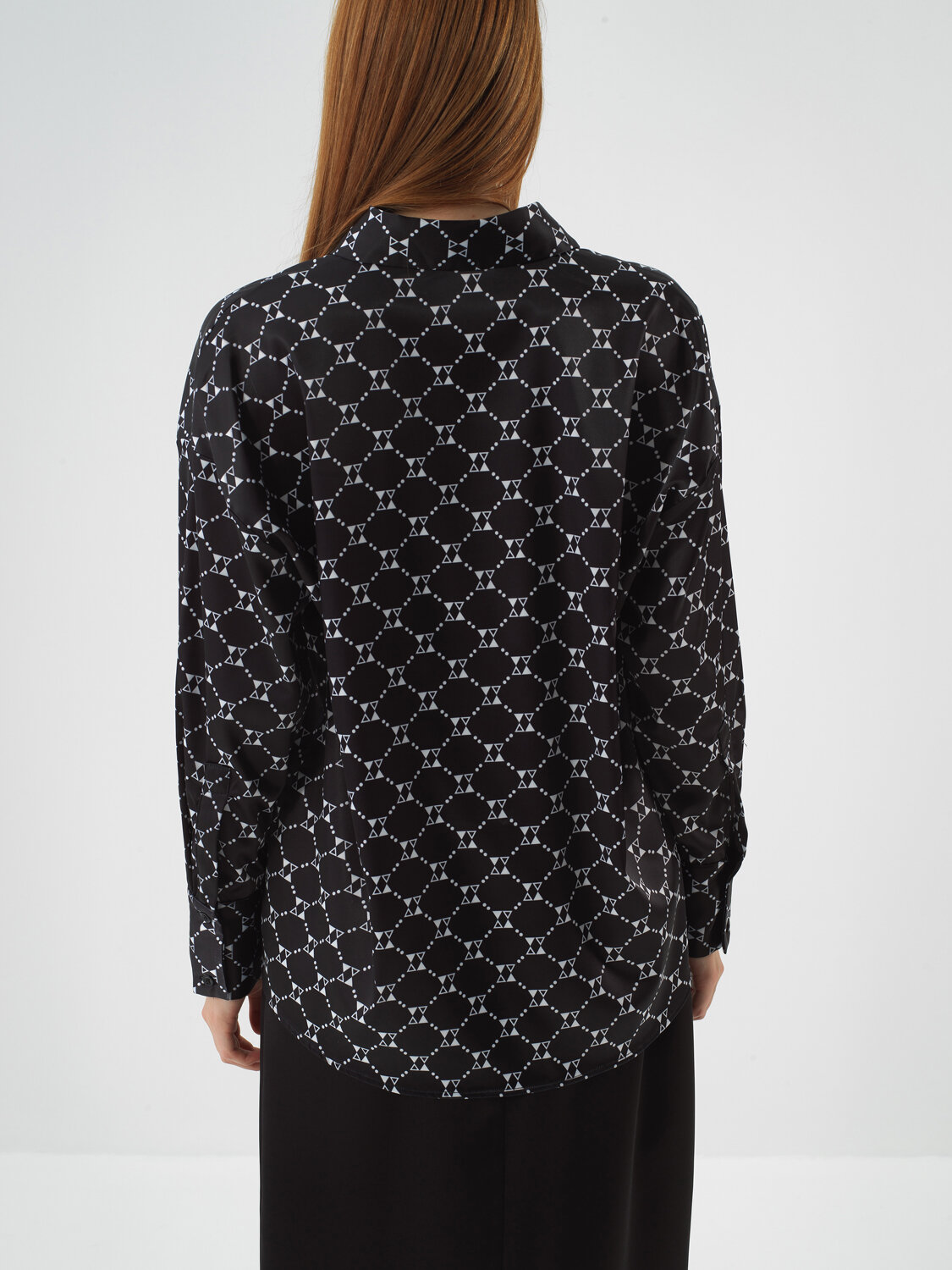 Black Silky Satin Oversize Shirt - Xint