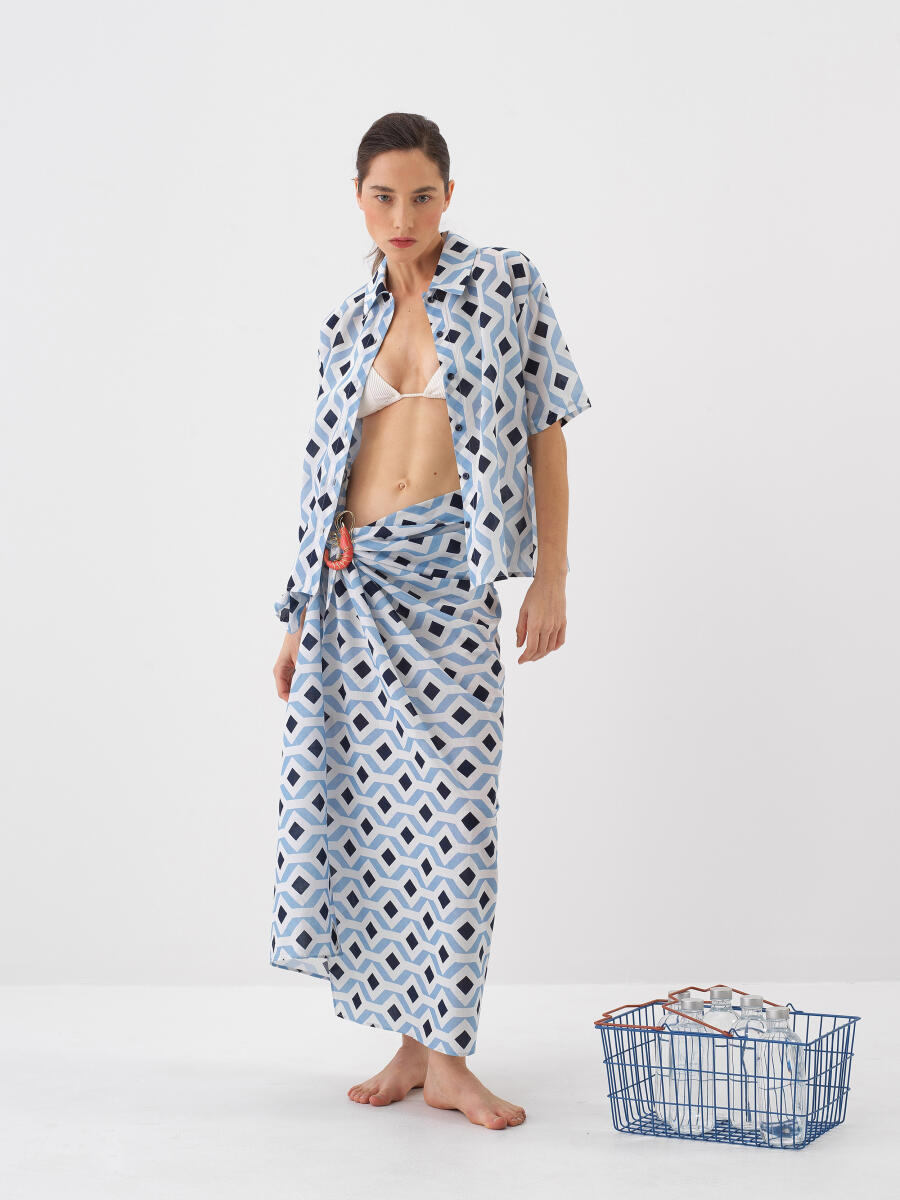 Blue Oversize Cotton Shirt - 2