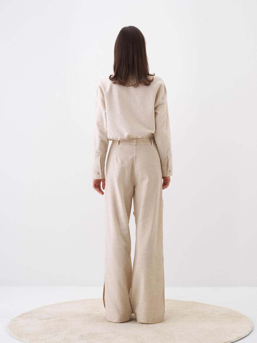 Natural Oversize Linen Shirt - 6