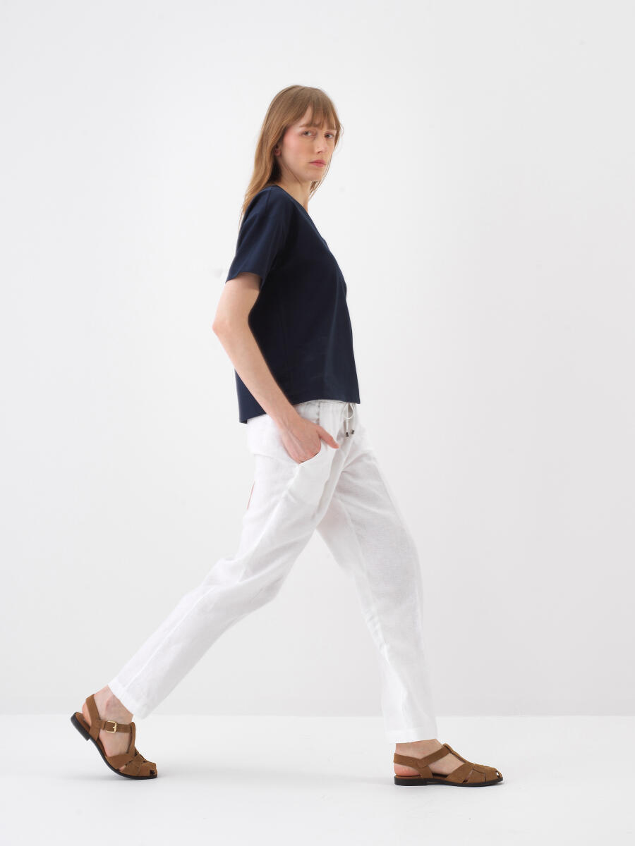 Navy Blue Oversize Cotton T-Shirt - 3