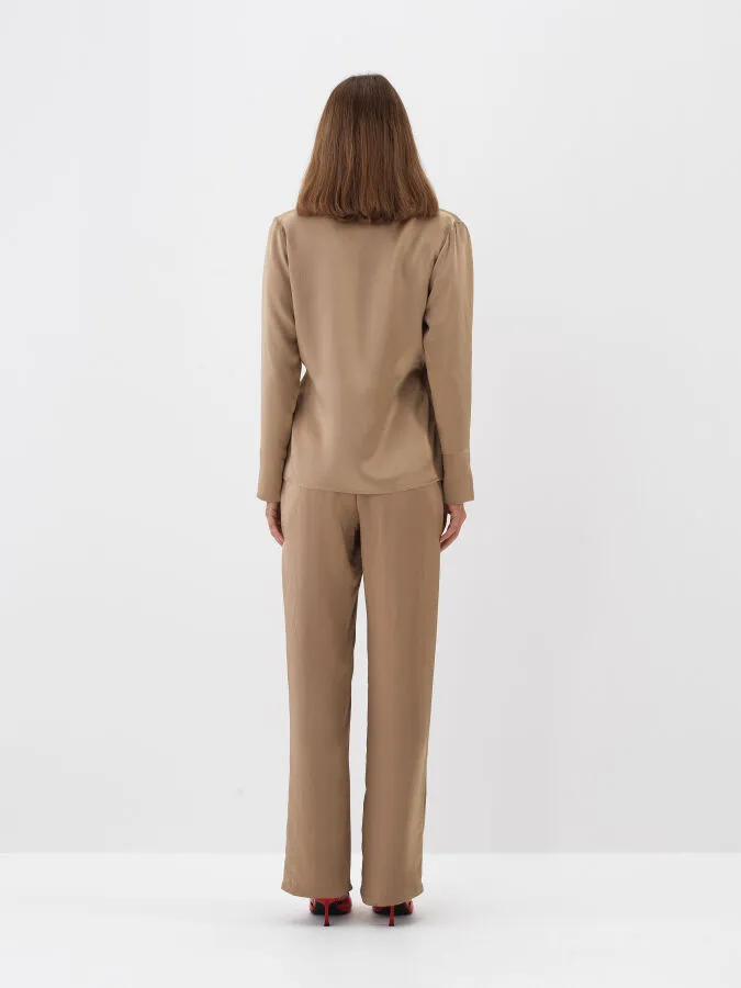 Satin Tie-Waist Shirt - Xint