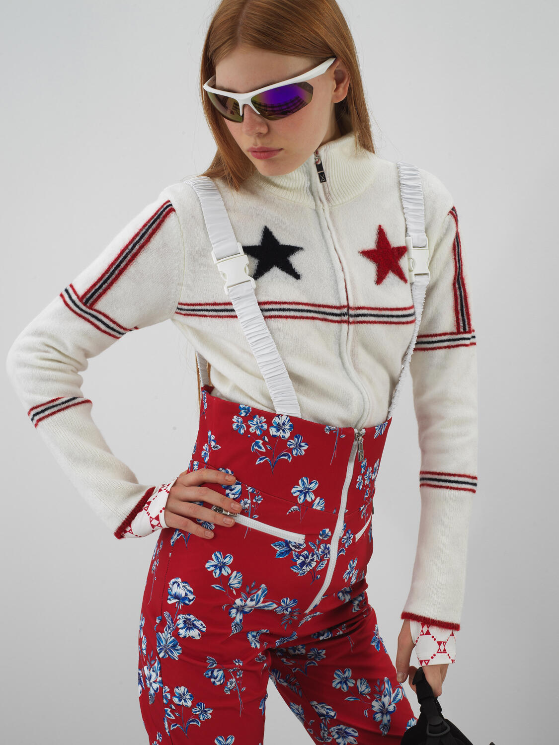 Red Softshell Textured Regular Fit Ski Overalls - 2