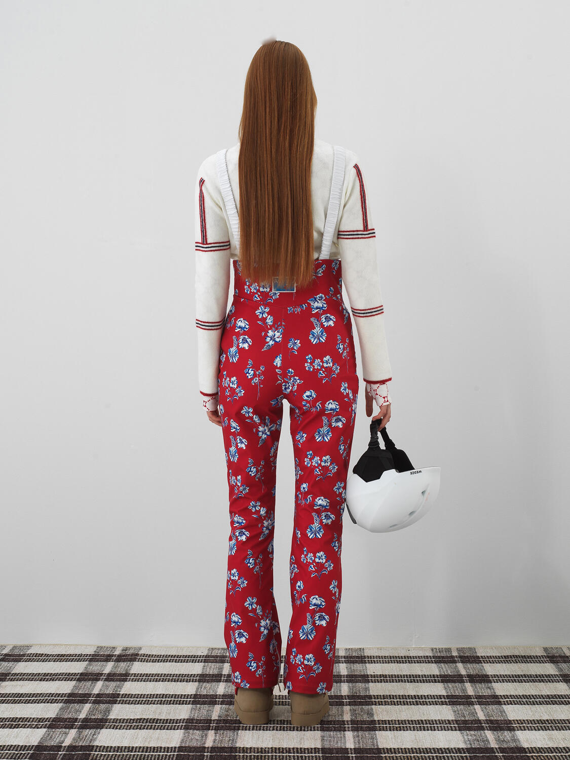 Red Softshell Textured Regular Fit Ski Overalls - 6