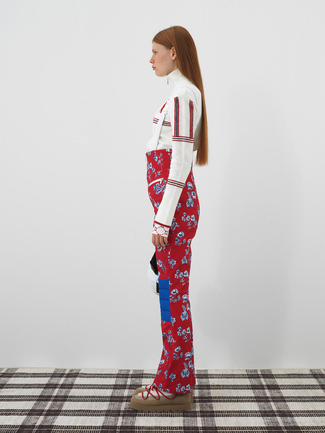 Red Softshell Textured Regular Fit Ski Overalls - 4