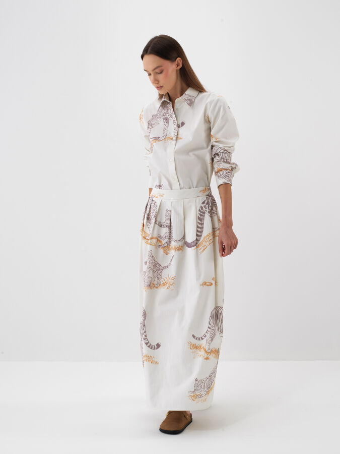 100% Cotton Patterned Skirt - Xint