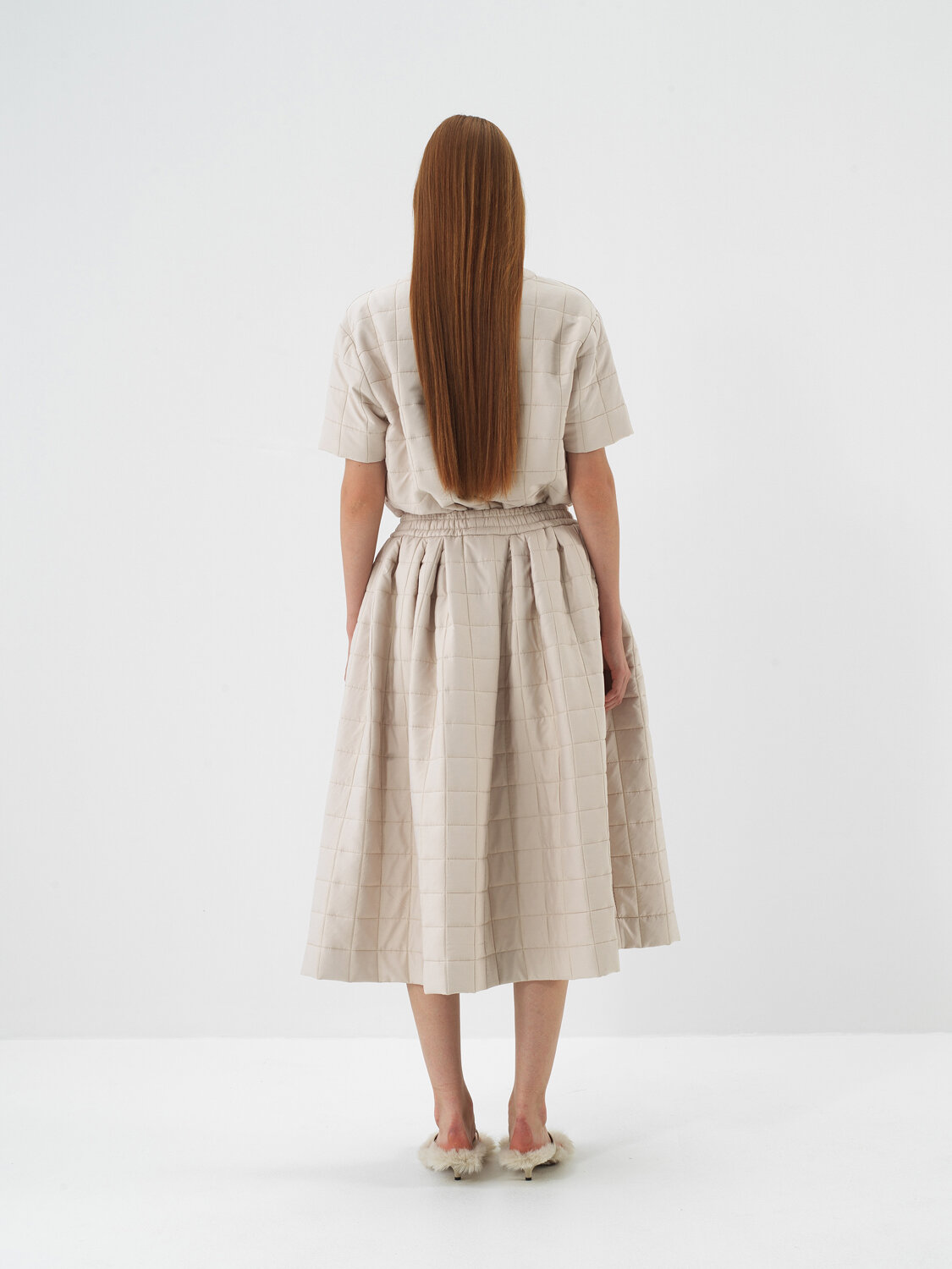 Natural Quilted Textured Oversize Skirt - Xint