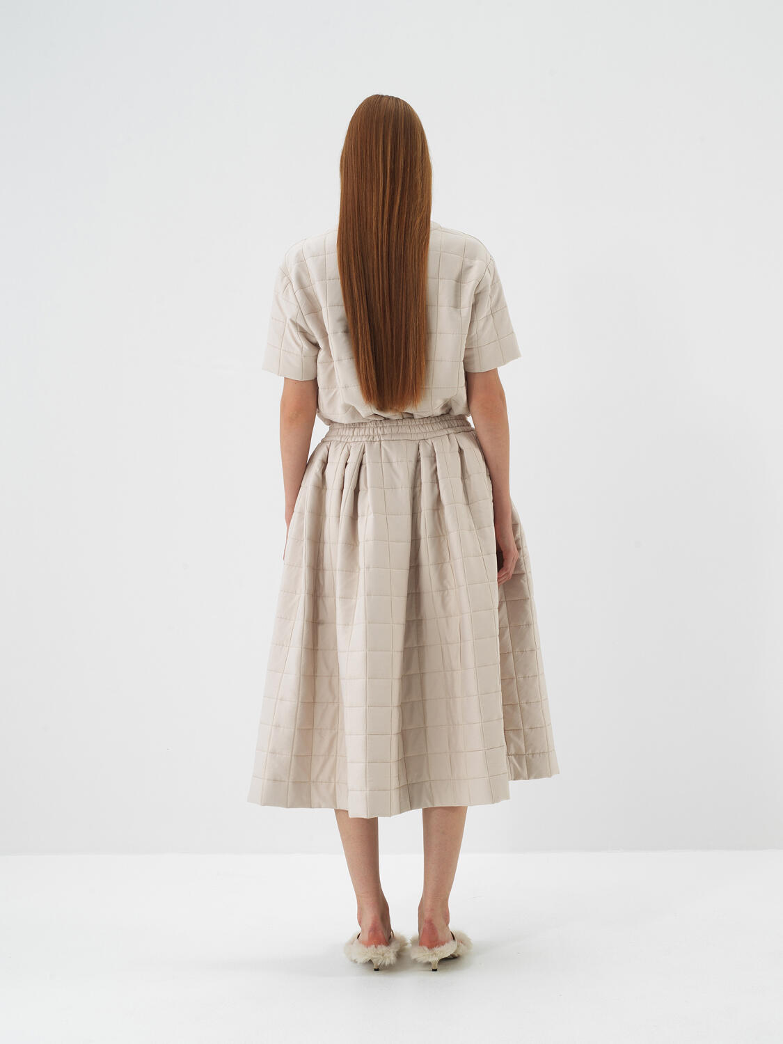 Natural Quilted Textured Oversize Skirt - 5