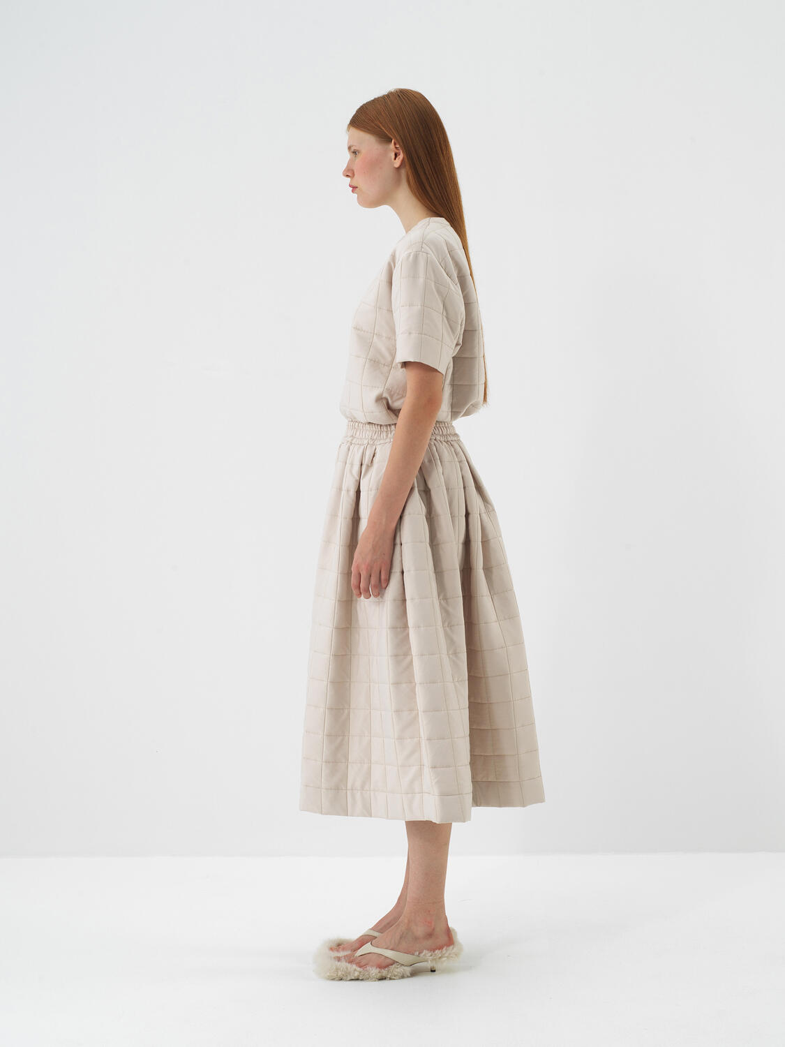 Natural Quilted Textured Oversize Skirt - 4