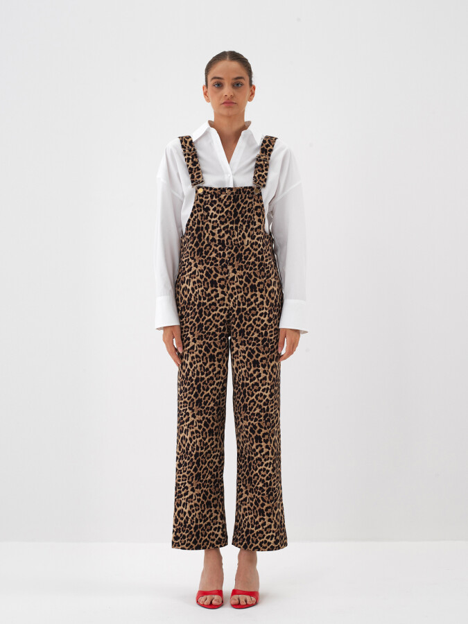Camel Cotton Textured Oversized Dungarees - Xint