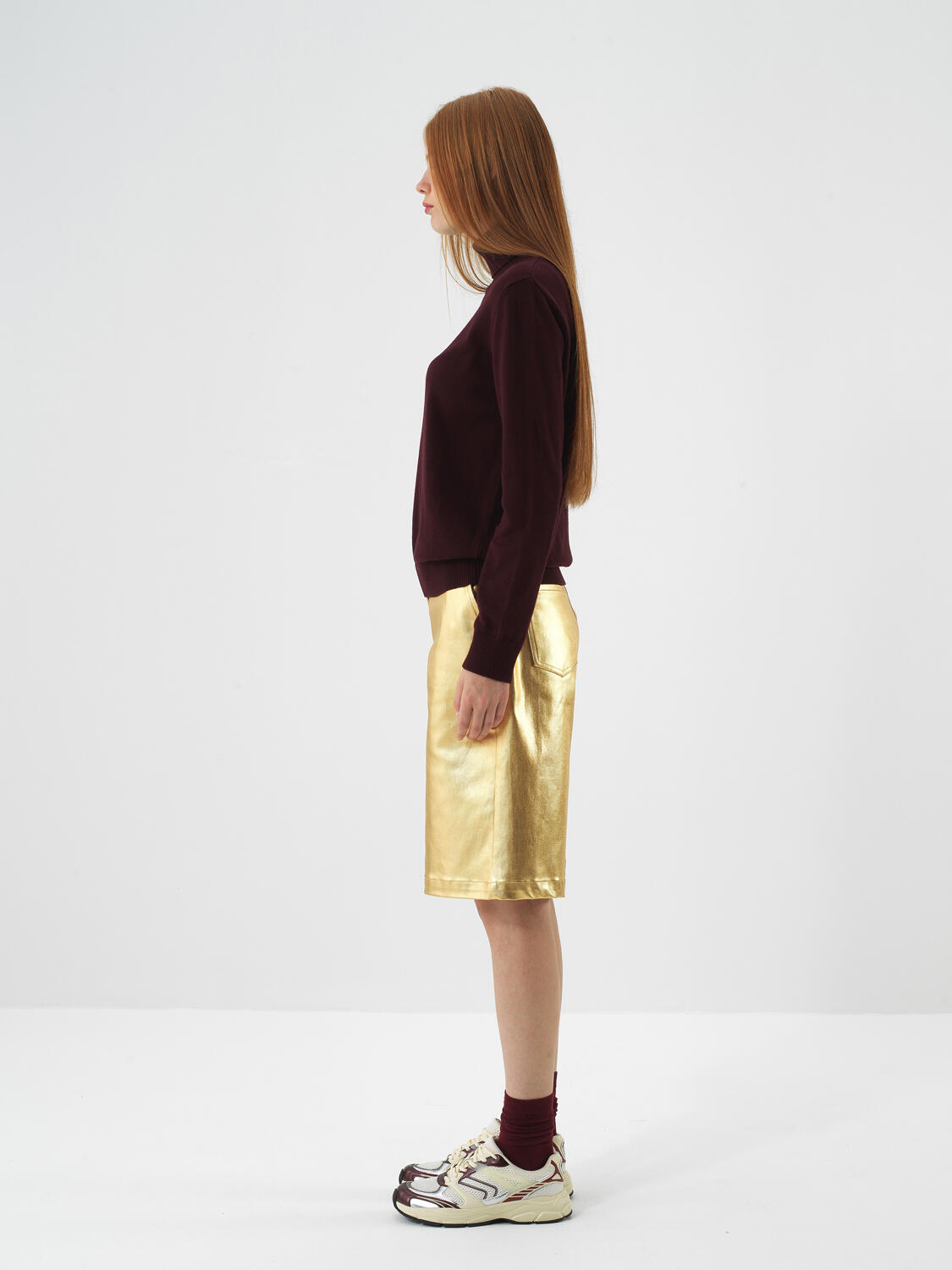 Gold Cotton Textured Oversize Shorts - 3