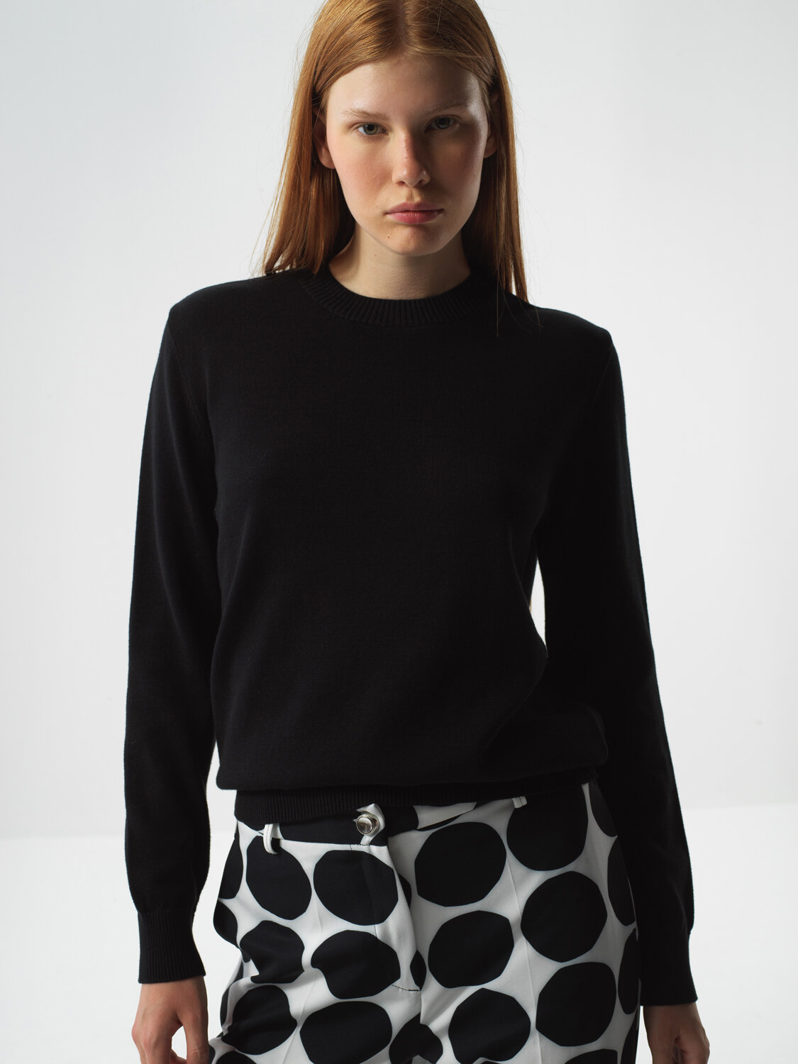 Black Cotton Textured Oversized Sweater - Xint