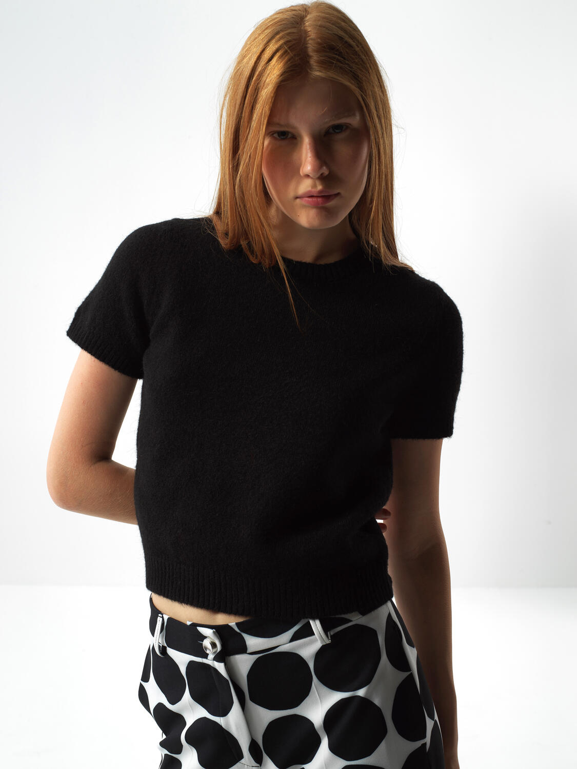 Black Soft Texture Regular Fit Sweater