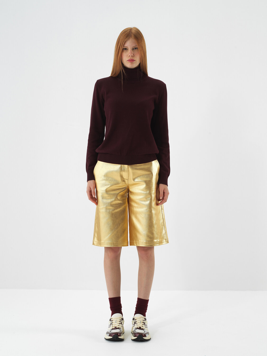 Burgundy Cotton Textured Regular Fit Sweater - Xint