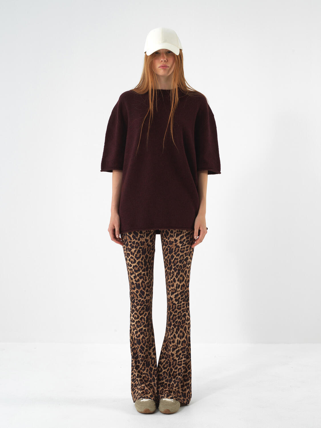 Burgundy Soft Texture Oversized Sweater - 2