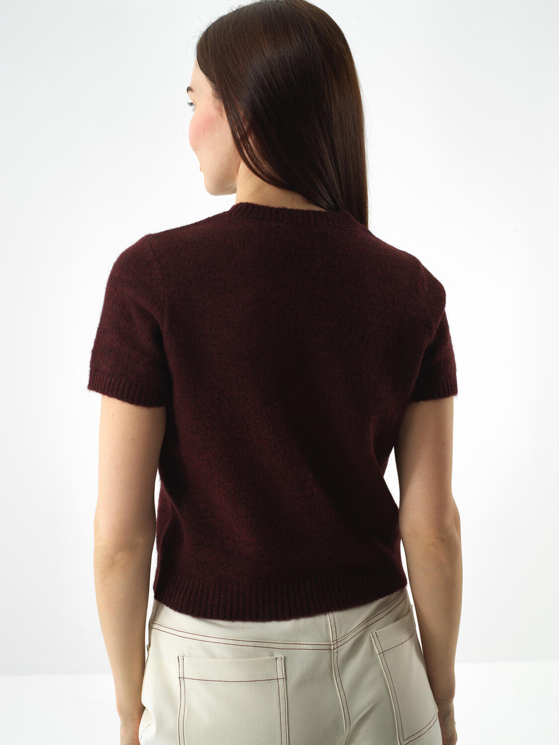 Claret Red Soft Texture Regular Fit Sweater - 4