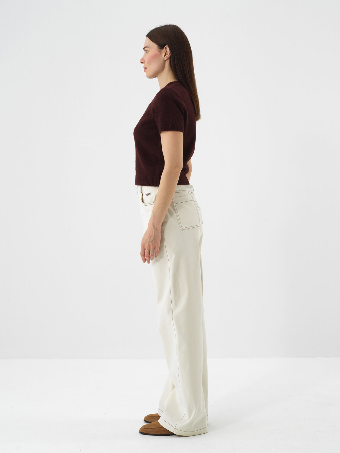 Claret Red Soft Texture Regular Fit Sweater - Xint