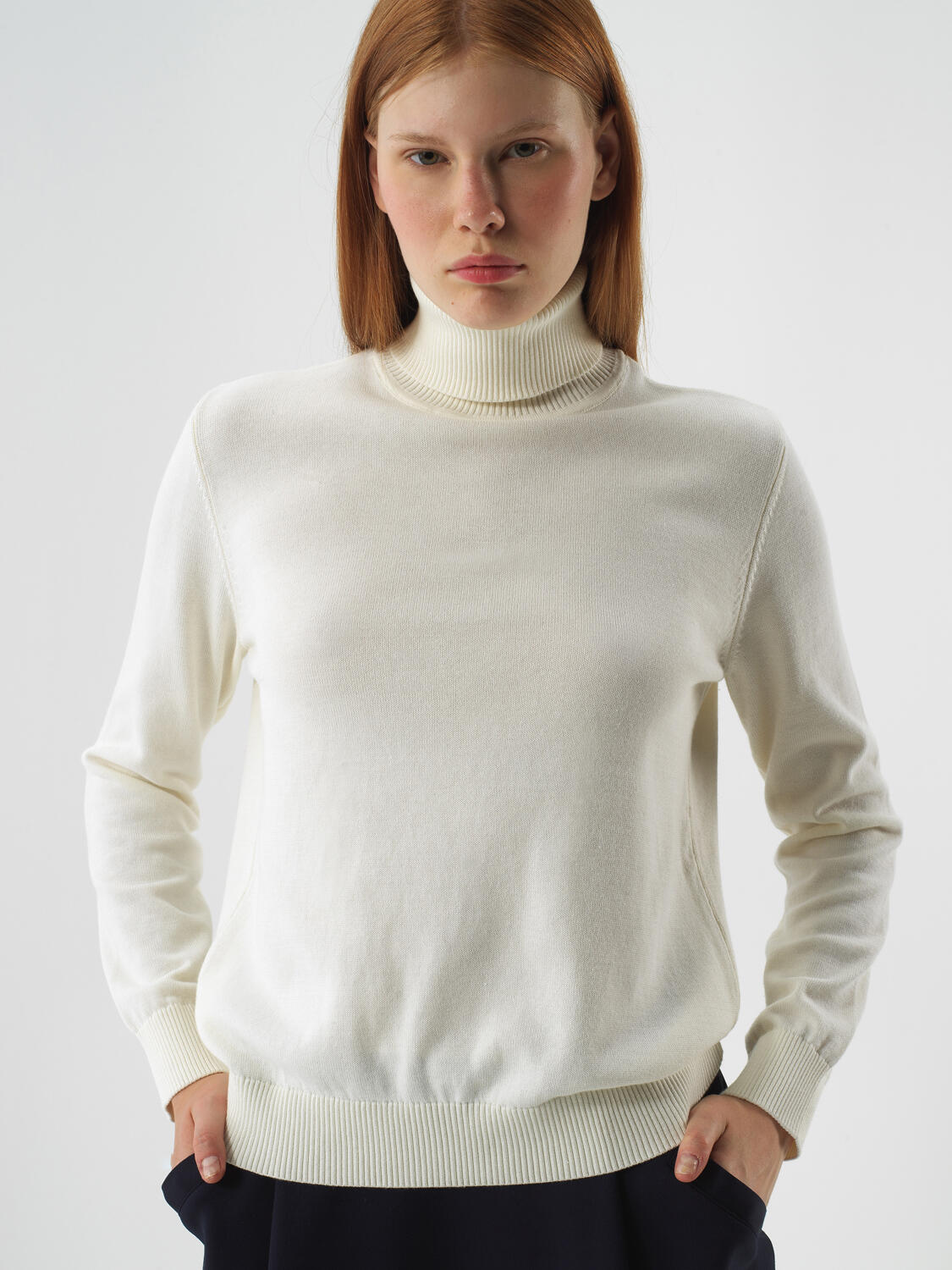 Ecru Cotton Textured Regular Fit Sweater