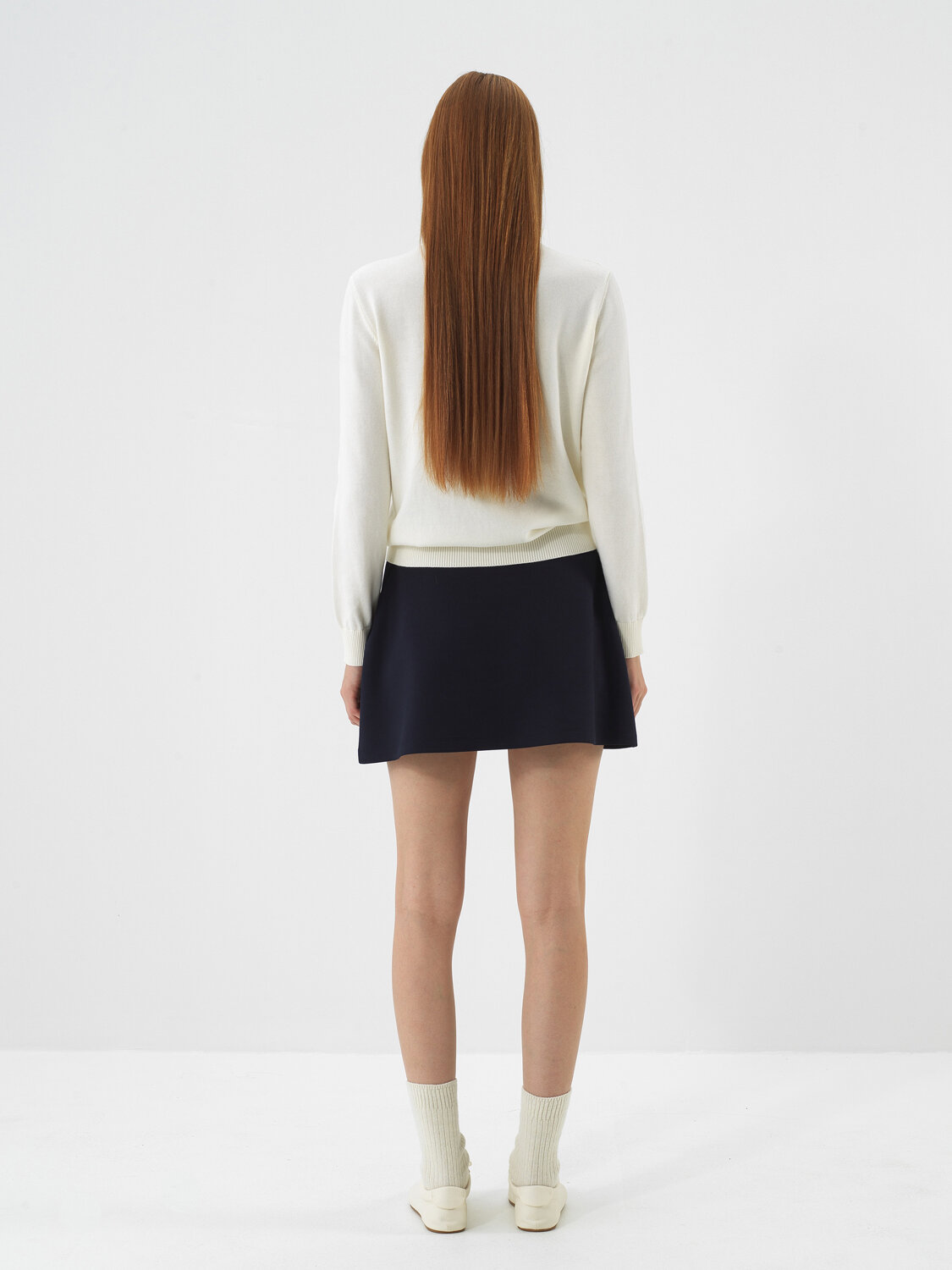 Ecru Cotton Textured Regular Fit Sweater - Xint