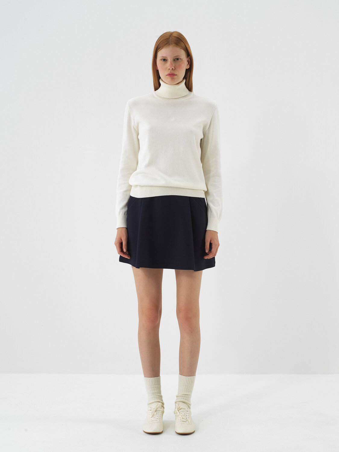 Ecru Cotton Textured Regular Fit Sweater - Xint