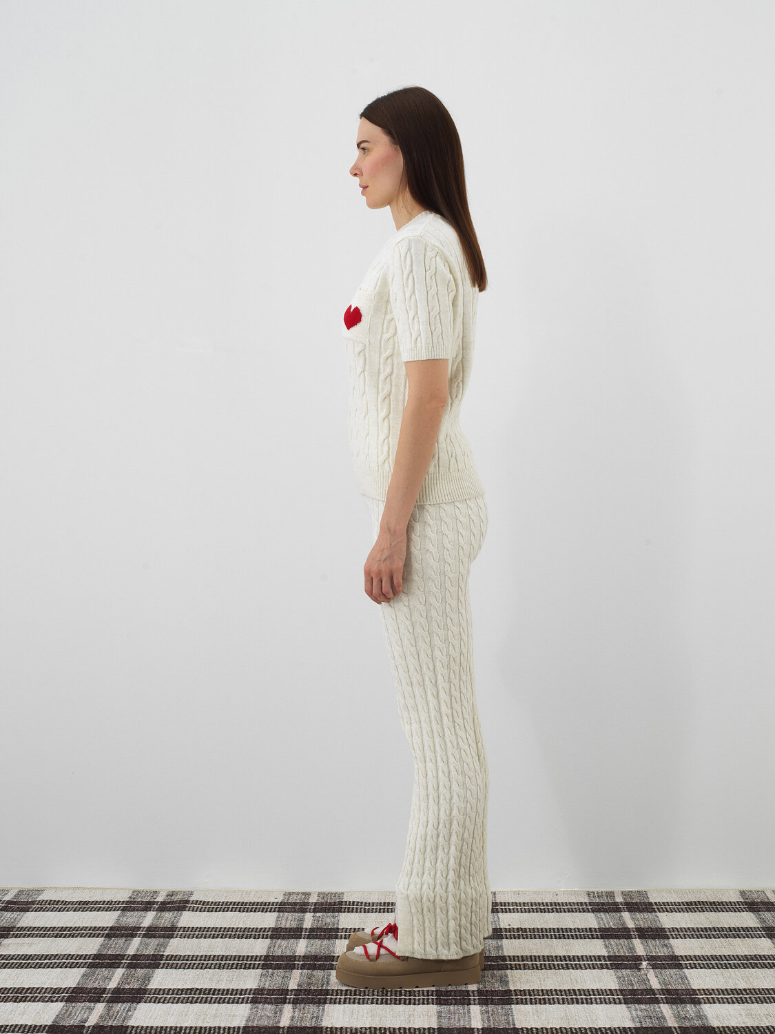 Ecru Natural Wool Textured Regular Fit Sweater - Xint