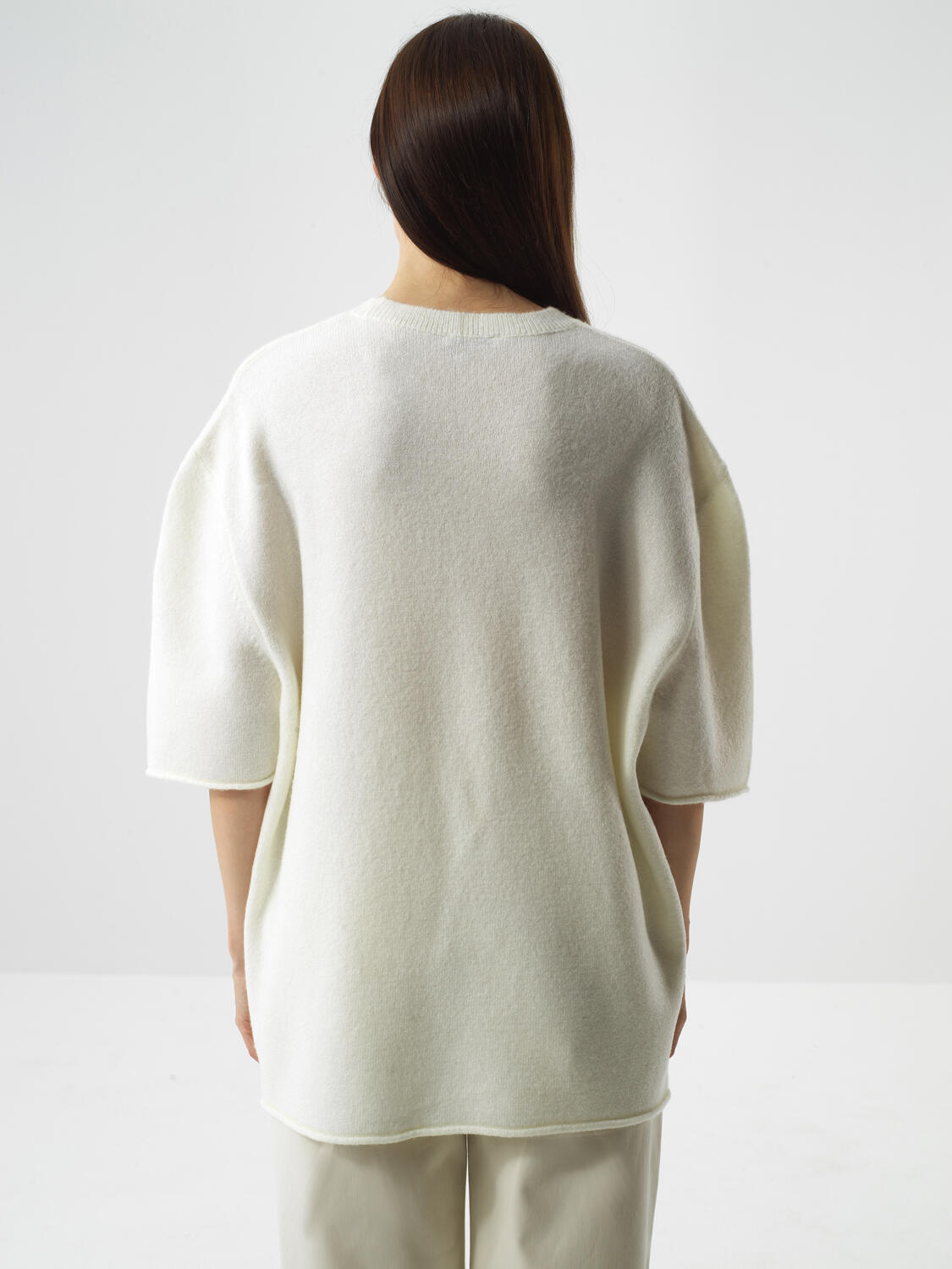 Ecru Soft Texture Oversized Sweater - 4