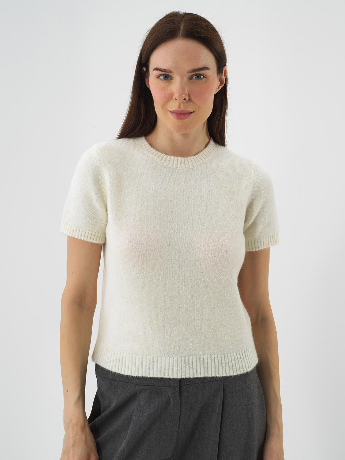 Ecru Soft Texture Regular Fit Sweater