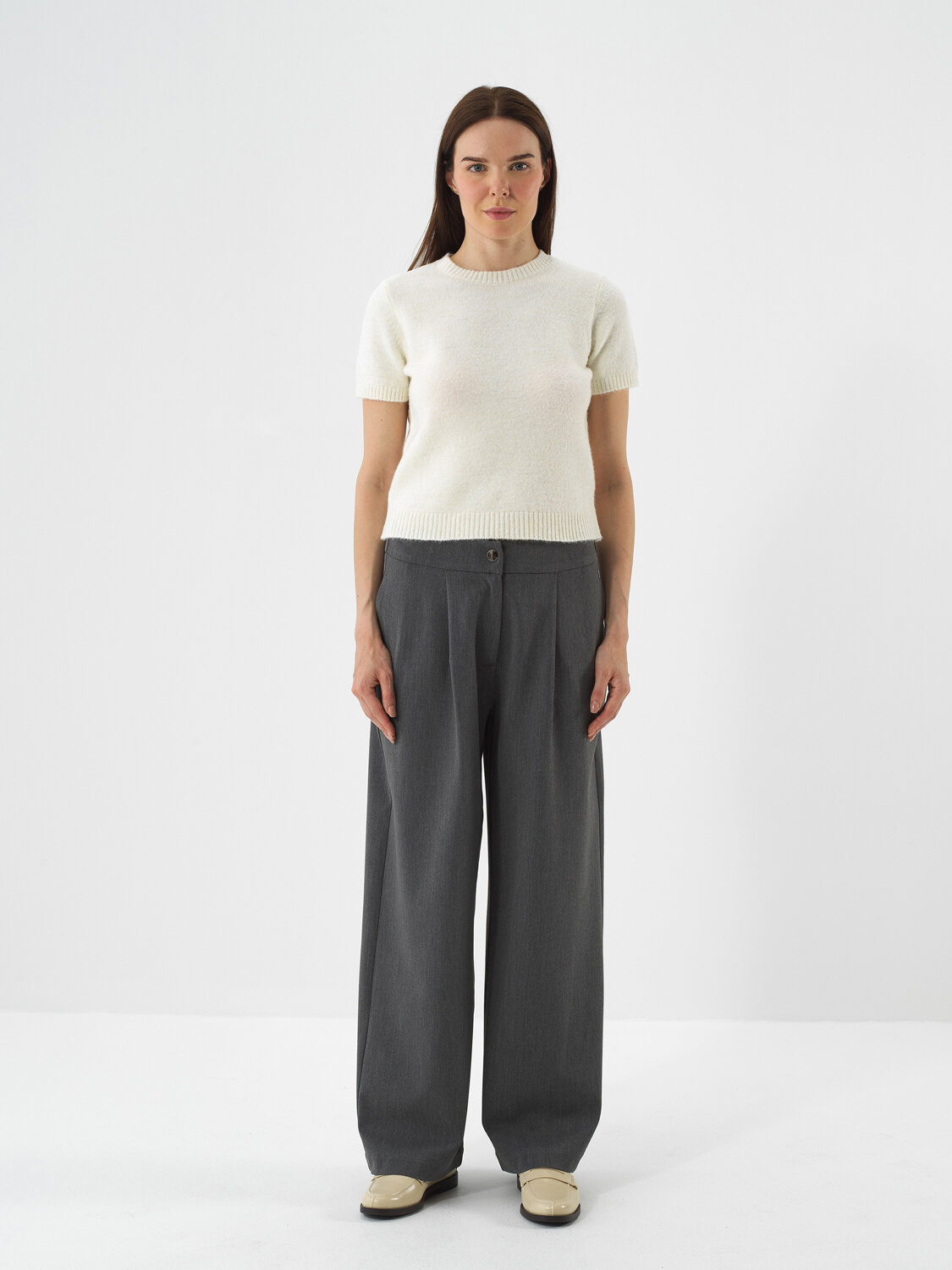 Ecru Soft Texture Regular Fit Sweater - Xint