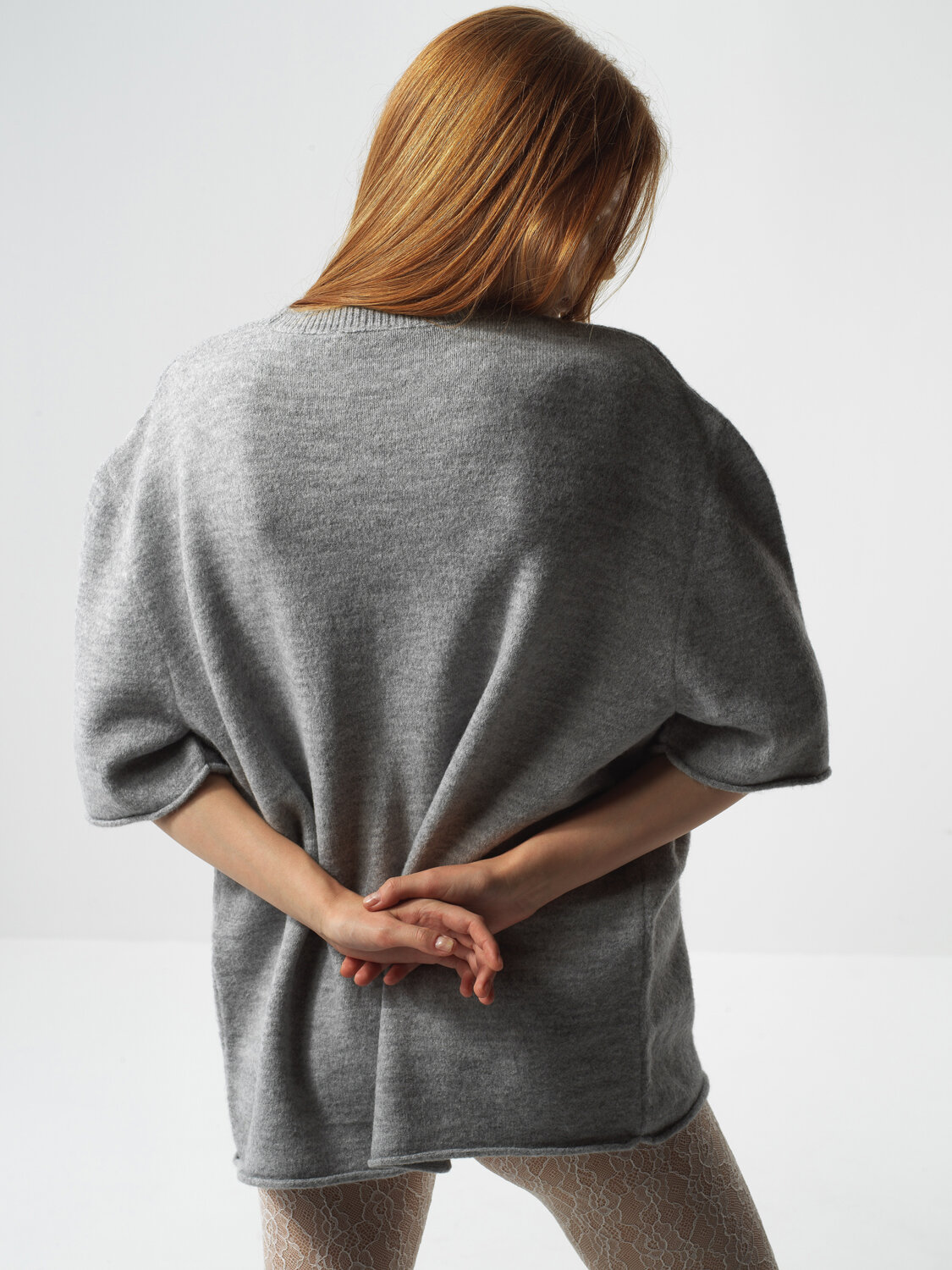 Gray Soft Texture Oversized Sweater - Xint