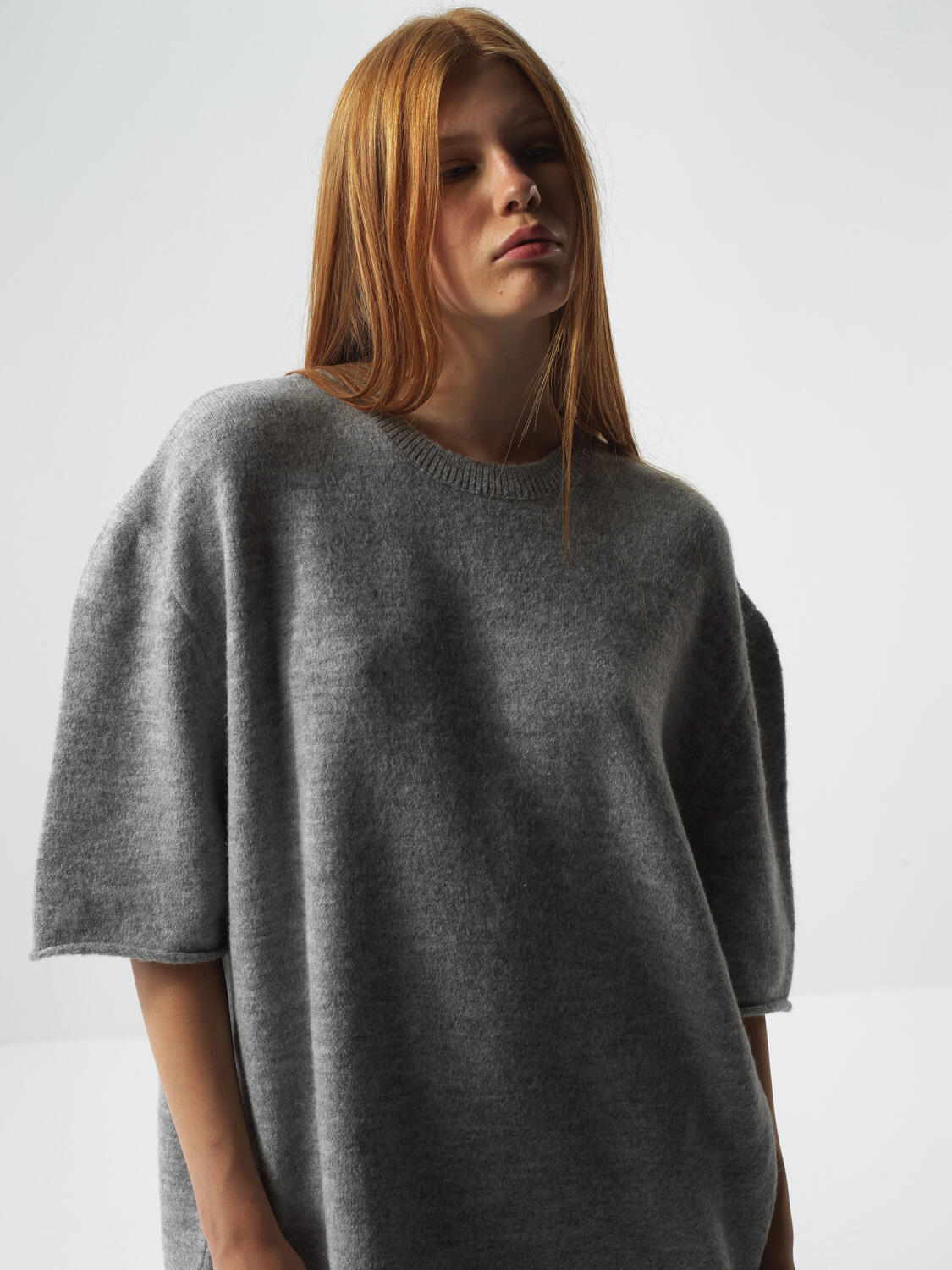 Gray Soft Texture Oversized Sweater