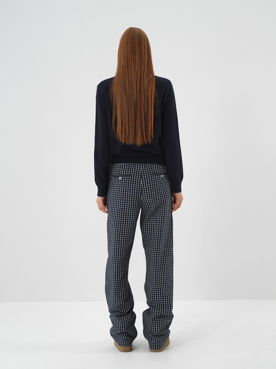 Navy Blue Cotton Textured Oversized Sweater - Xint