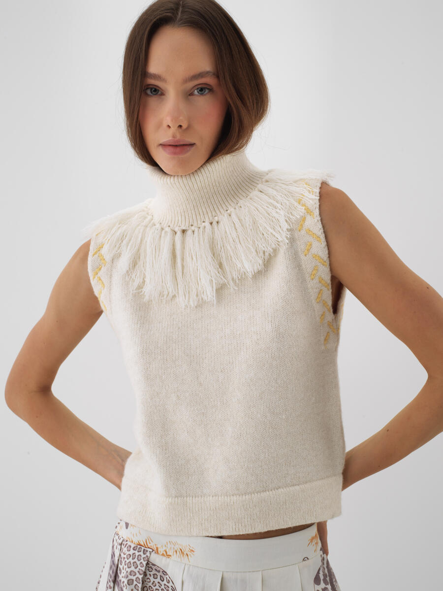 Wool Sleeveless Sweater - 1