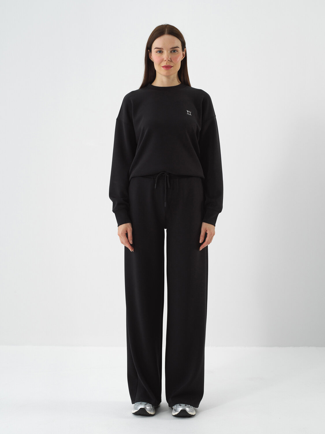Black Modal Textured Oversize Sweat Pants - Xint