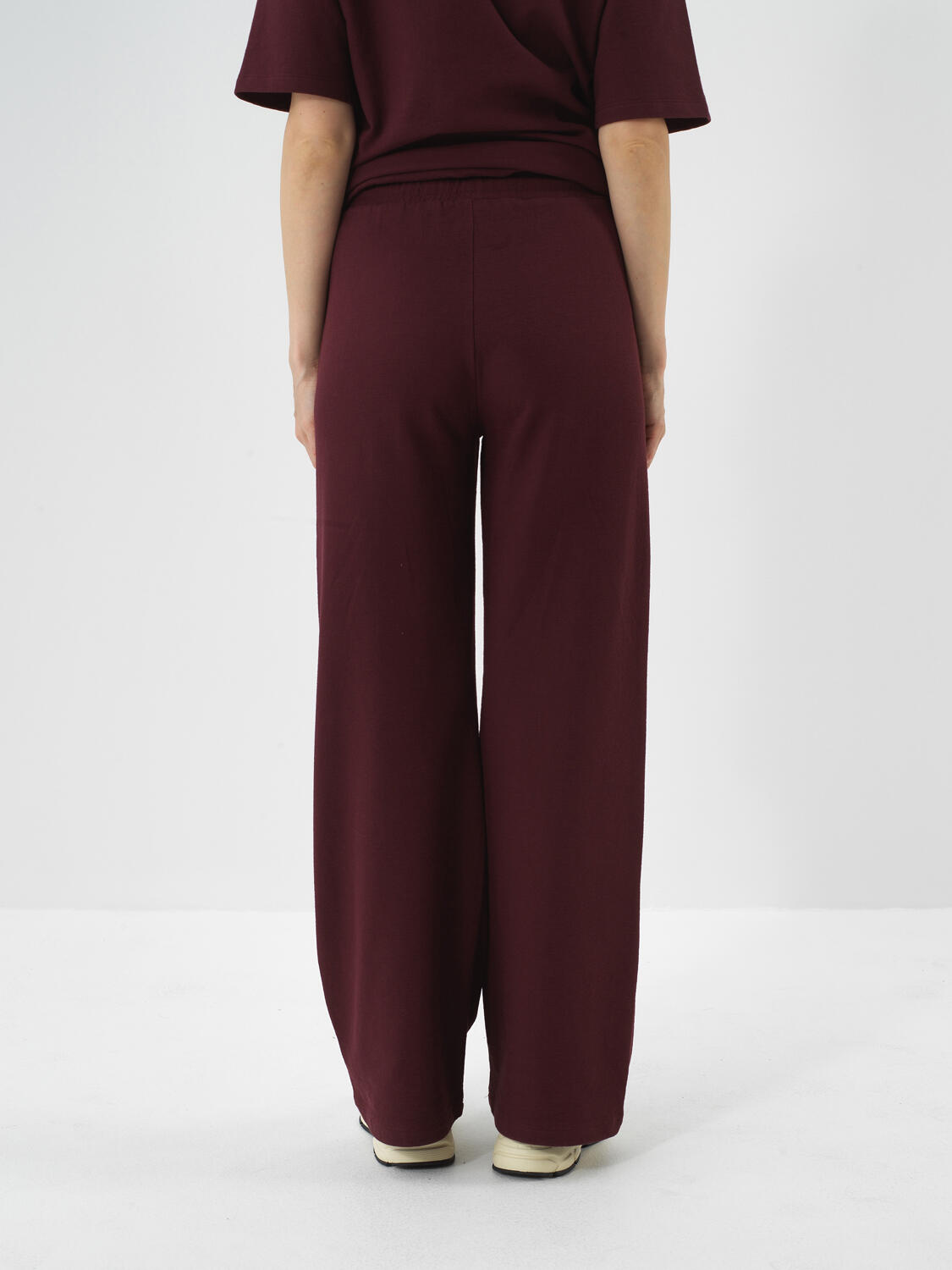 Burgundy Cotton Textured Oversized Sweat Trousers - 3