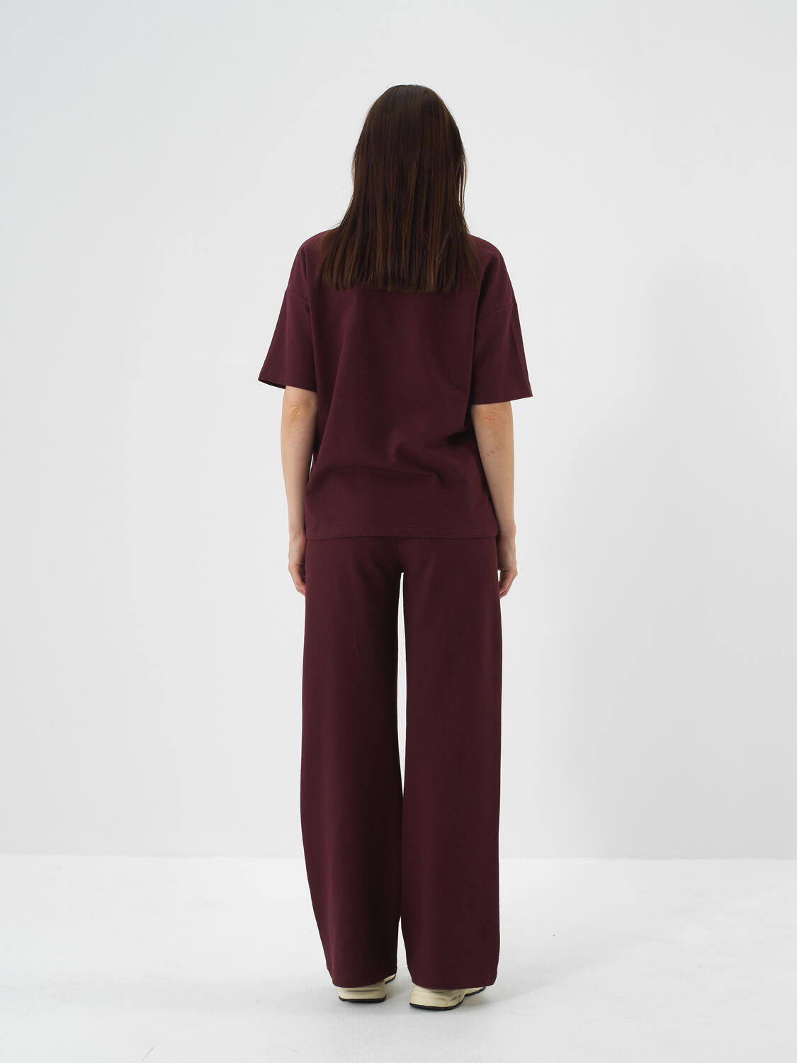 Burgundy Cotton Textured Oversized Sweat Trousers - 5