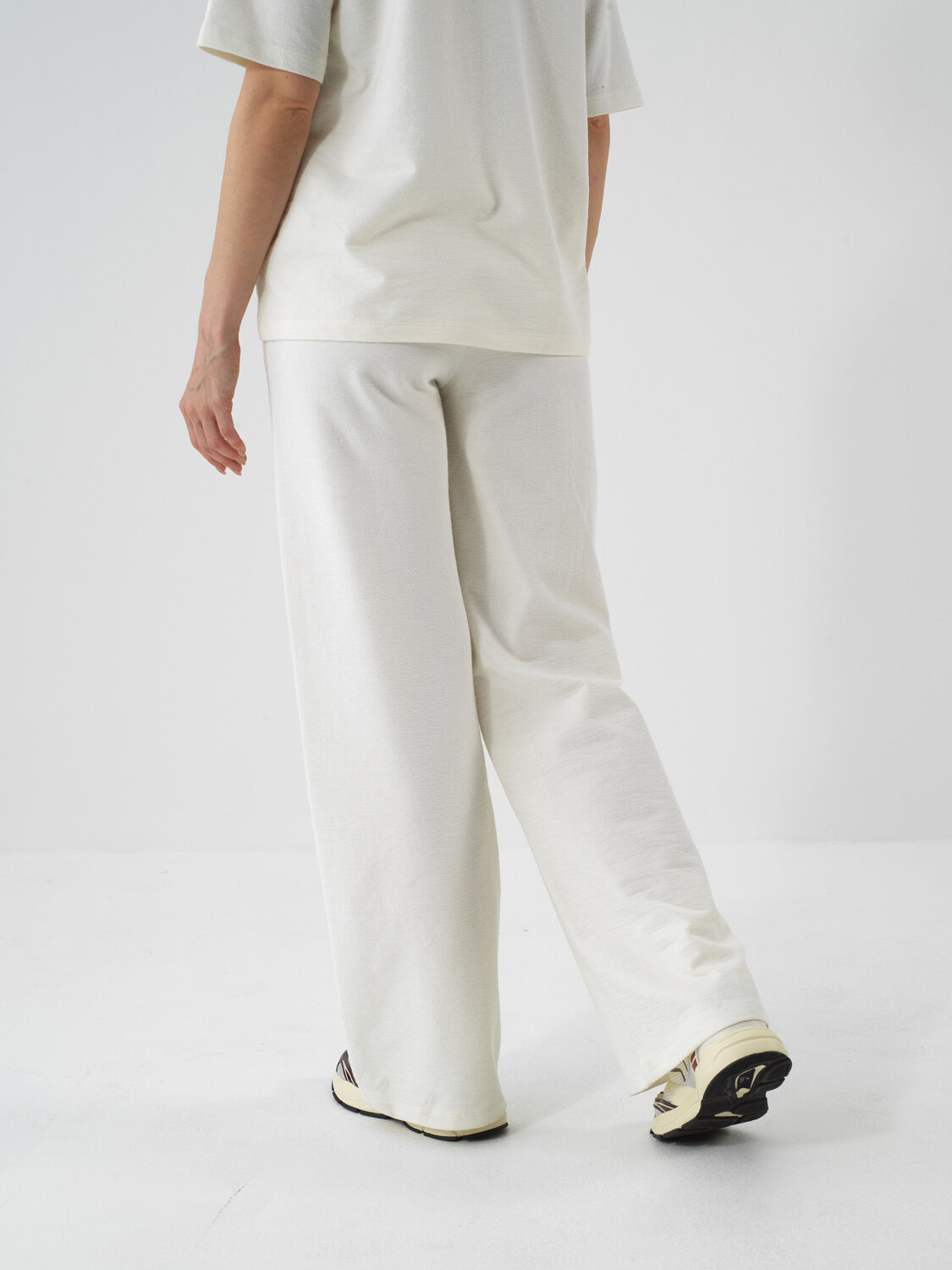 Ecru Cotton Textured Oversize Sweat Pants - Xint