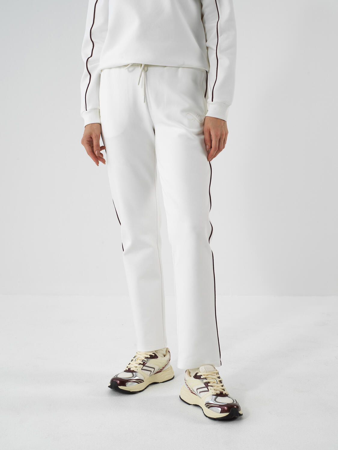 Ecru Cotton Textured Regular Fit Sweat Trousers