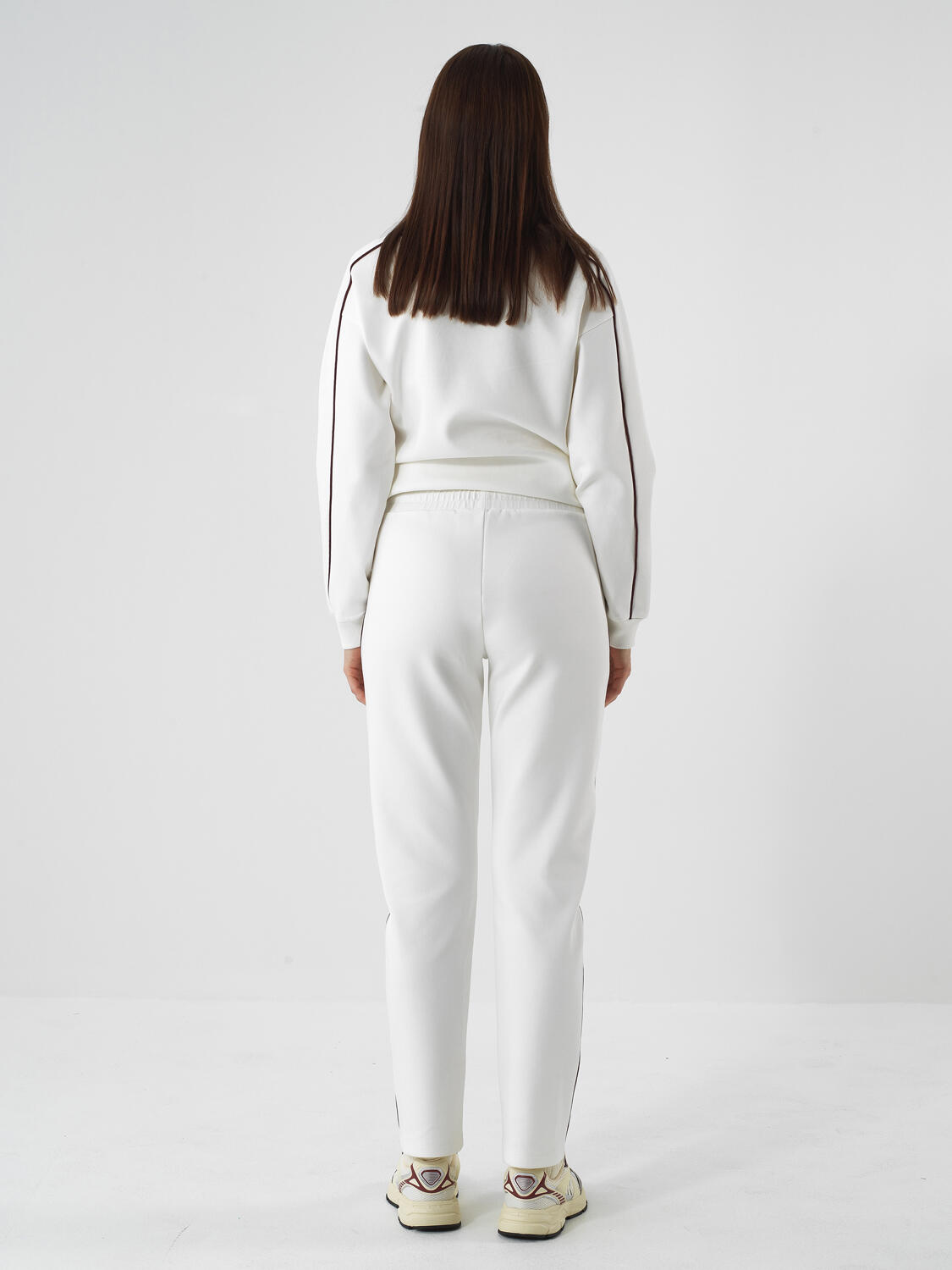 Ecru Cotton Textured Regular Fit Sweat Trousers - 5