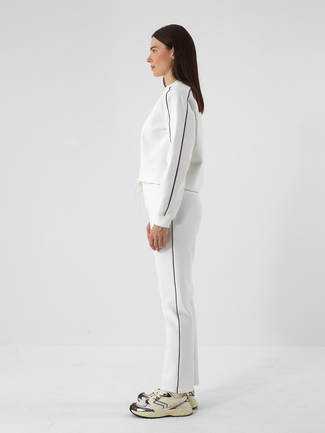 Ecru Cotton Textured Regular Fit Sweat Trousers - 3