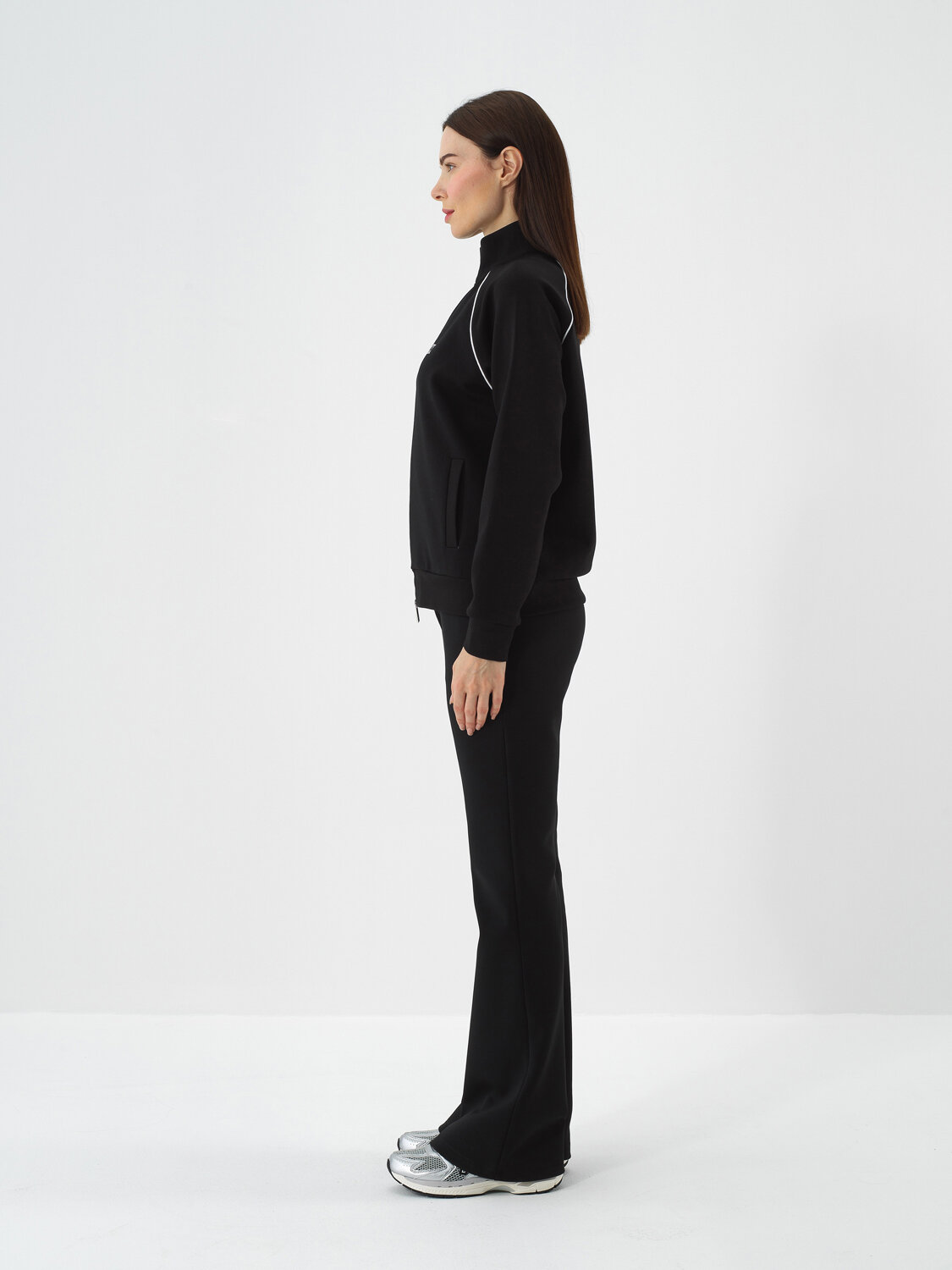 Black Cotton Textured Regular Fit Sweatpants - Xint