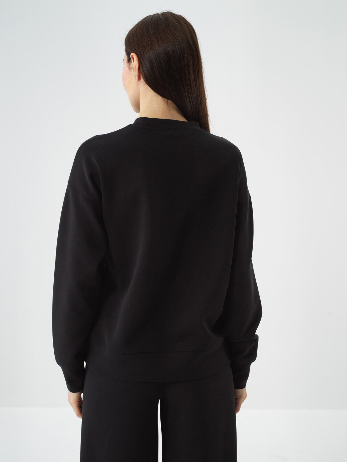 Black Modal Textured Oversized Sweatshirt - Xint
