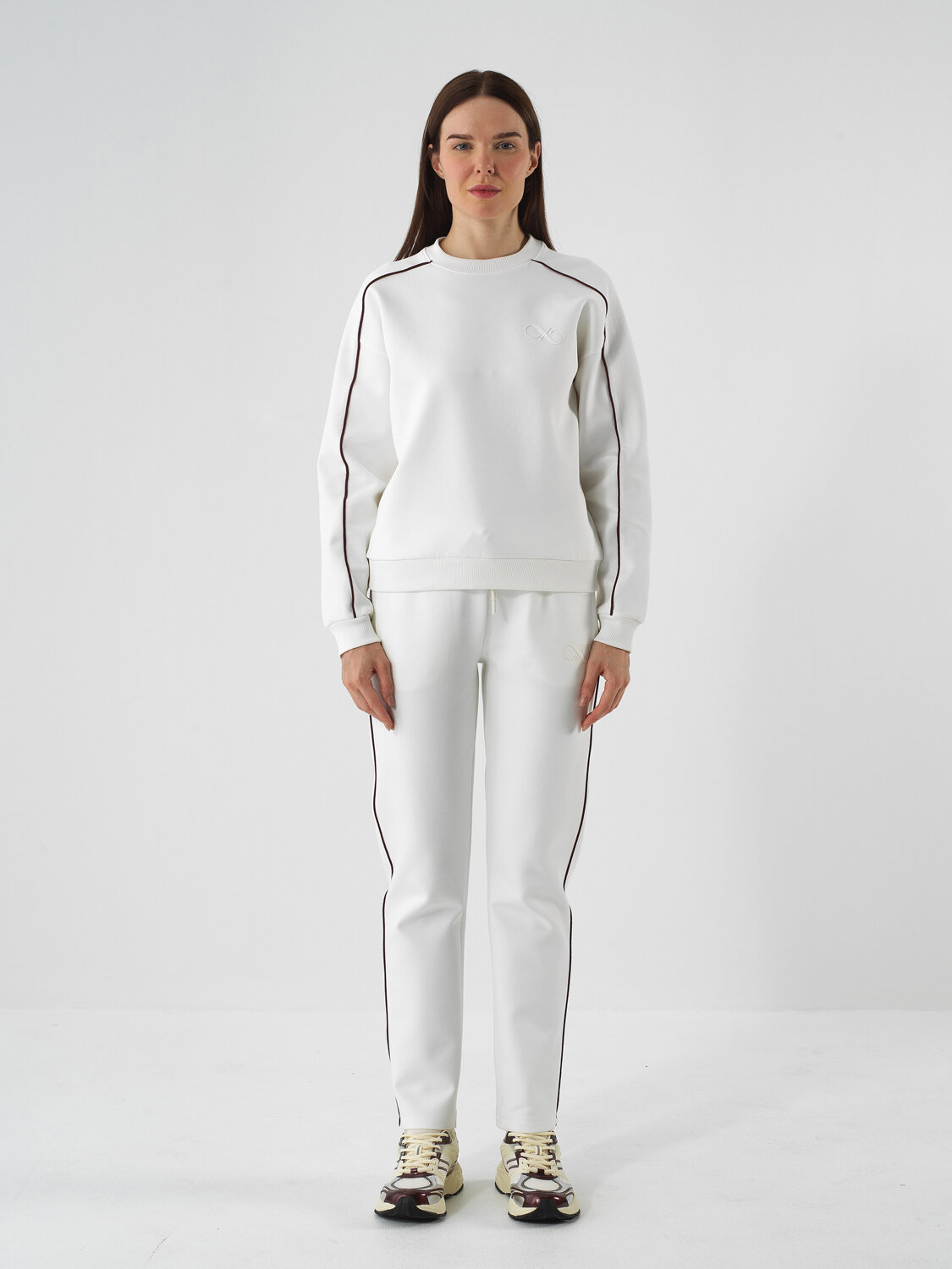 Ecru Cotton Textured Oversized Sweatshirt - Xint