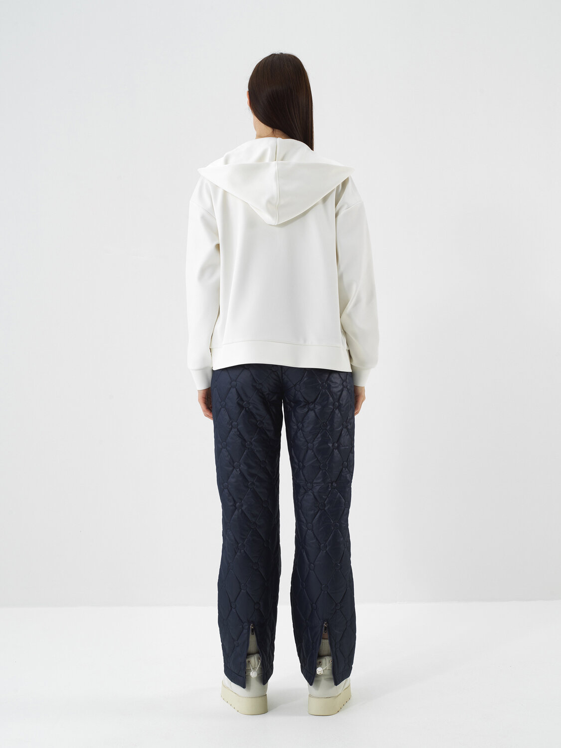 Ecru Flexible Textured Oversize Sweatpants - Xint