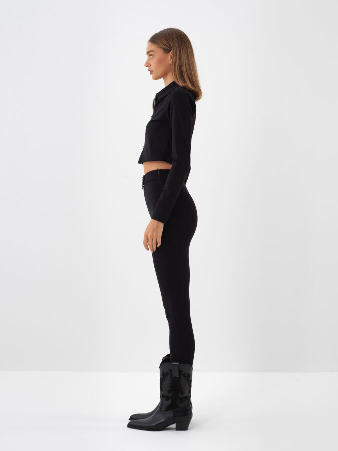 Plain Leggings with Belt Detail - Xint